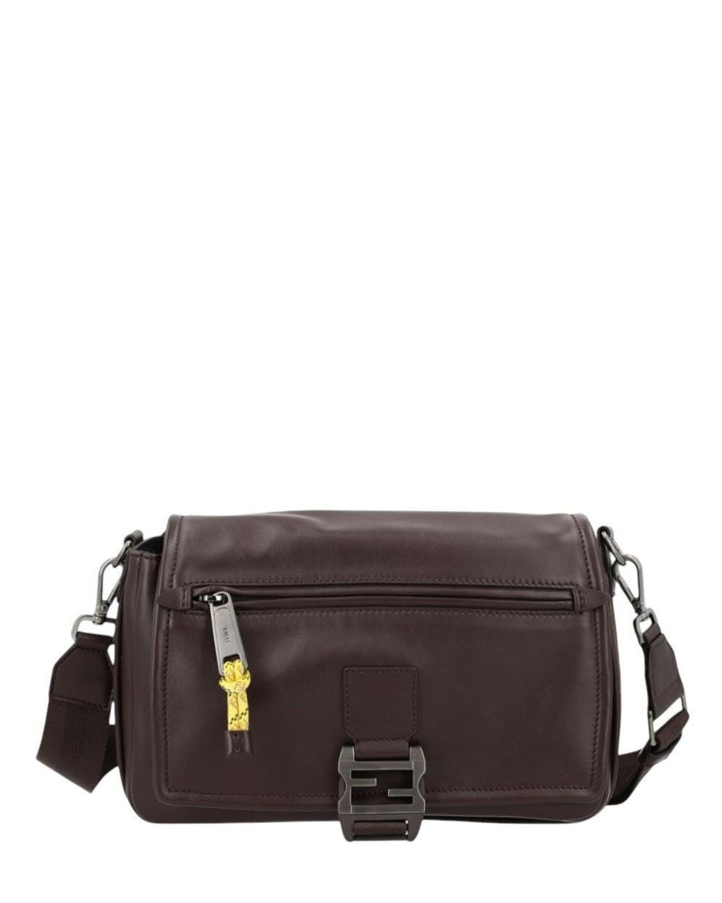 Fendi Brown Flux Medium Messenger Bag for men