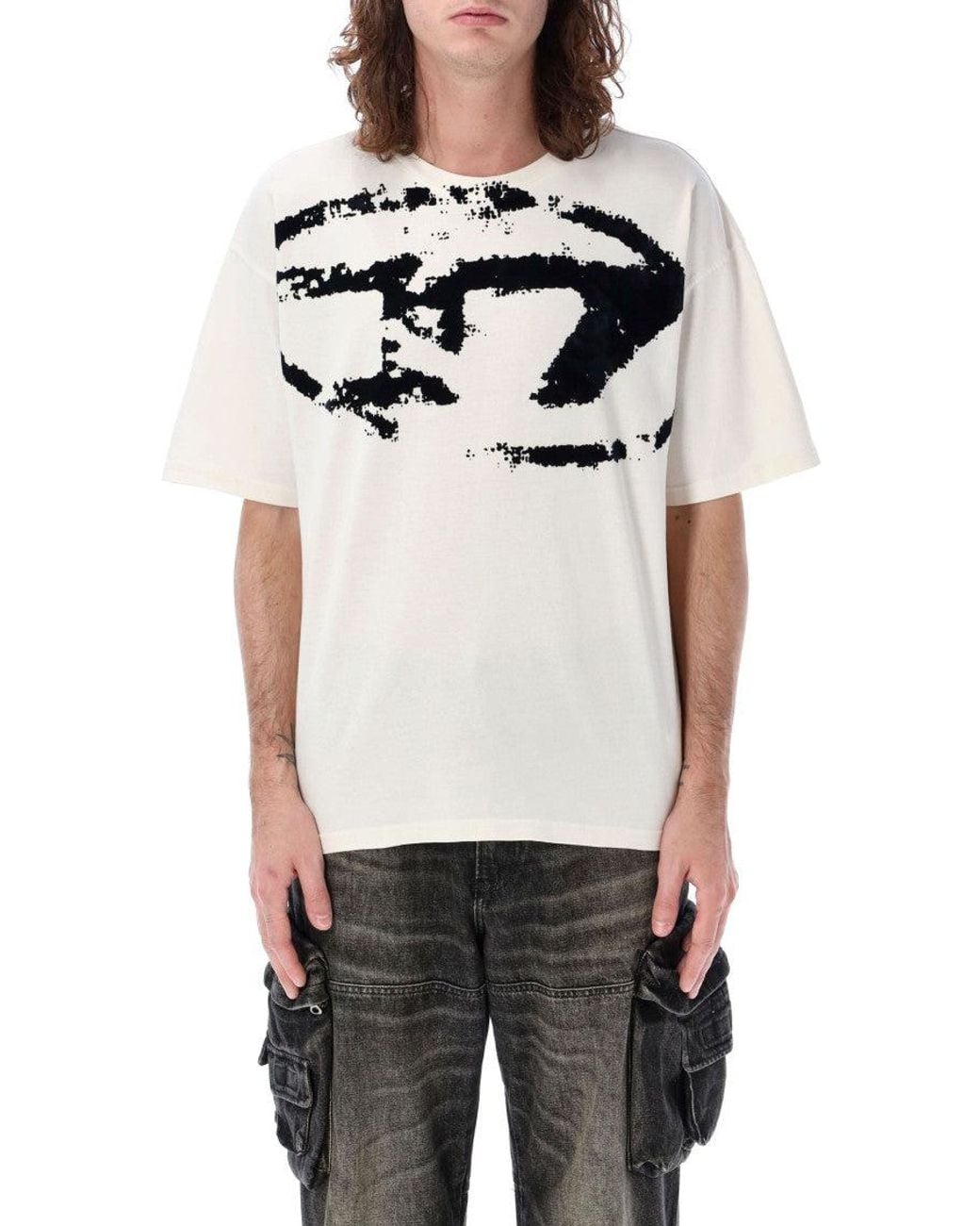 DIESEL Gray Crew Neck T-Shirt for men