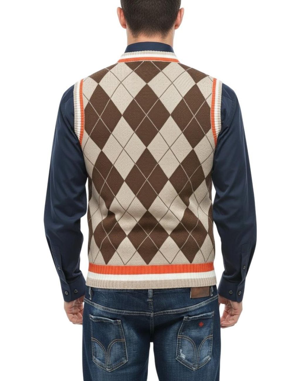 DSquared² Blue Checked Scoop Neck Sweater for men