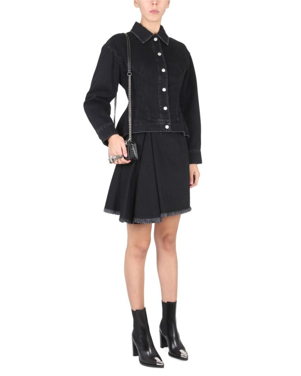 McQueen Black Solid Shirt Collar Jacket