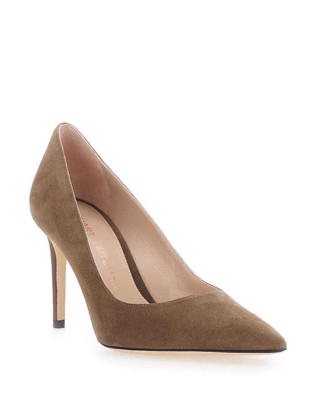 Stuart Weitzman Brown Suede Pointed-Toe Pumps