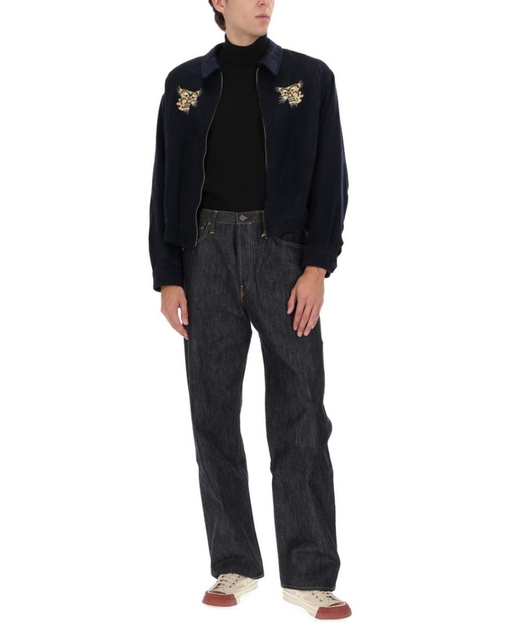 Visvim Blue Embroidered Shirt Collar Jacket for men