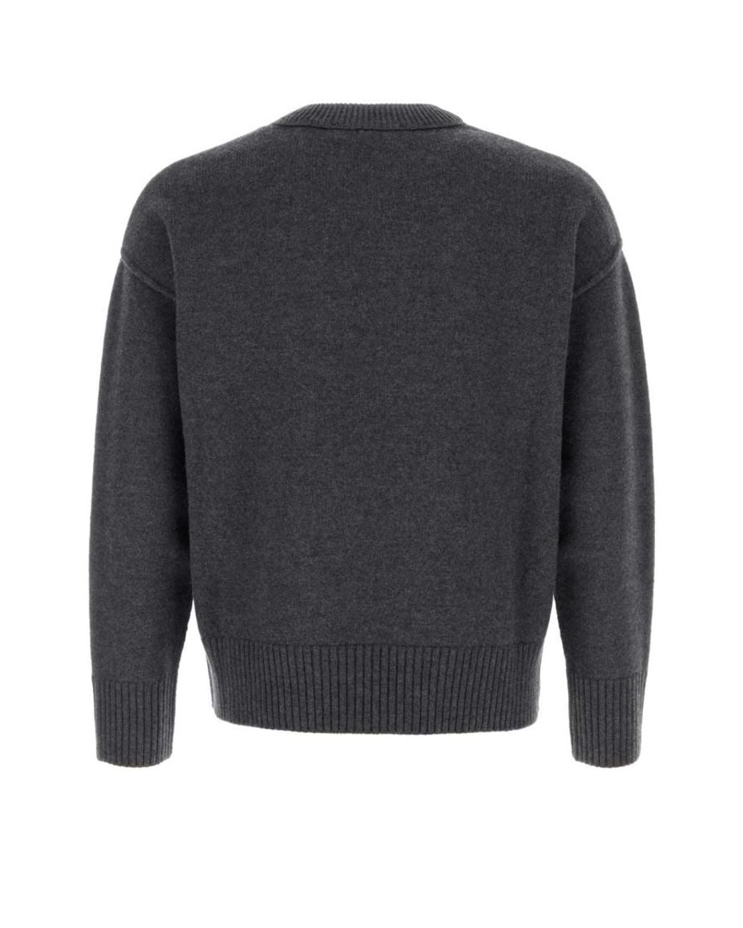 AMI Gray Crew Neck Pullover for men