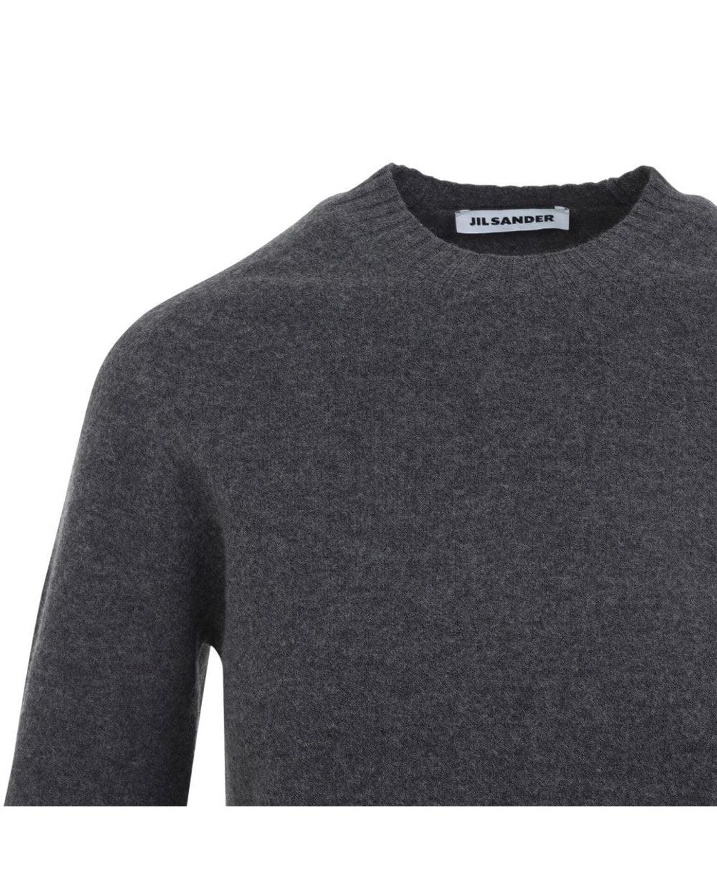 Jil Sander Blue Solid Crew Neck Sweater