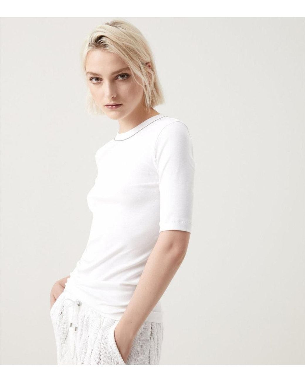 Brunello Cucinelli White Cotton T-Shirt