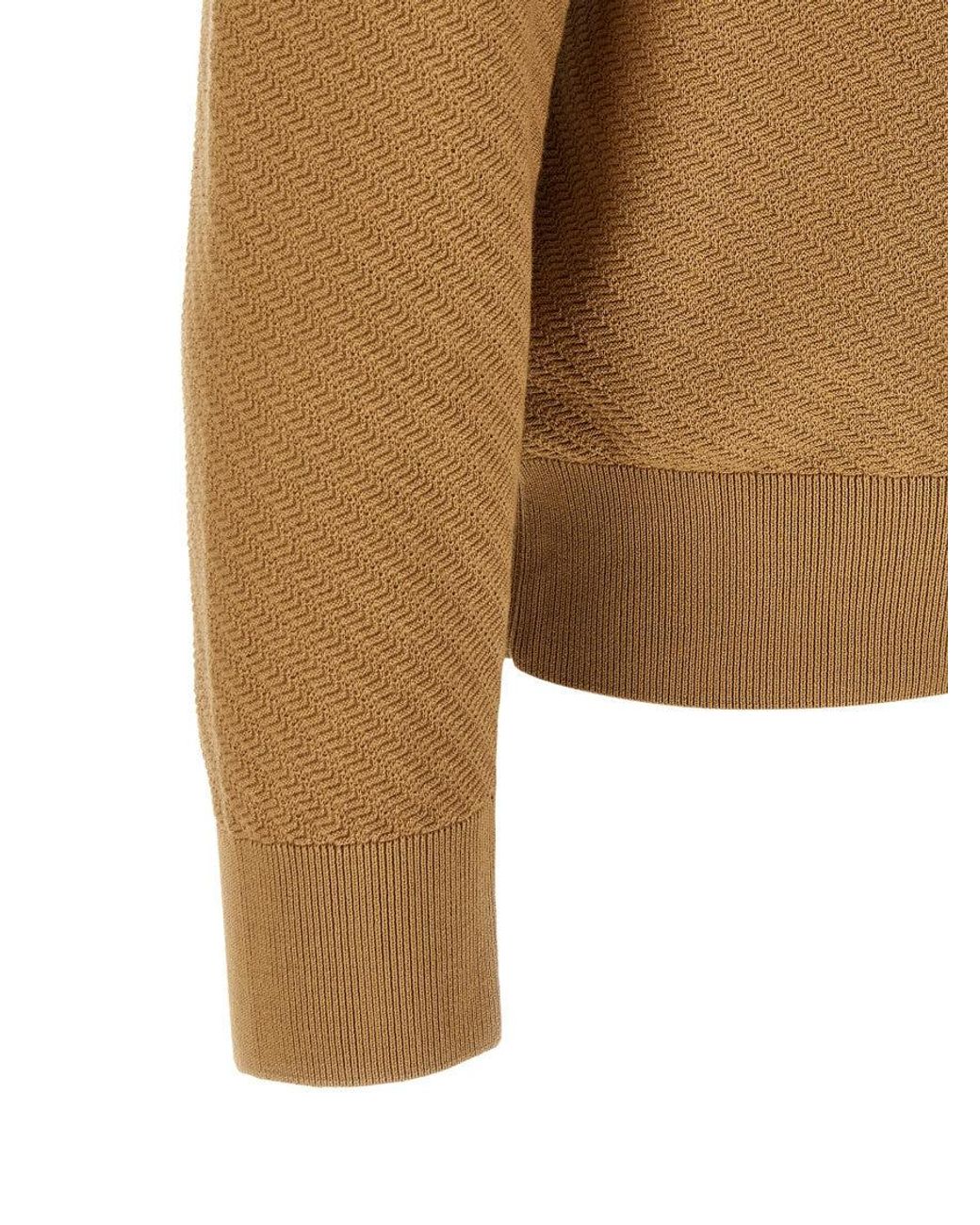 Boss Brown Regular Polo Sweater for men