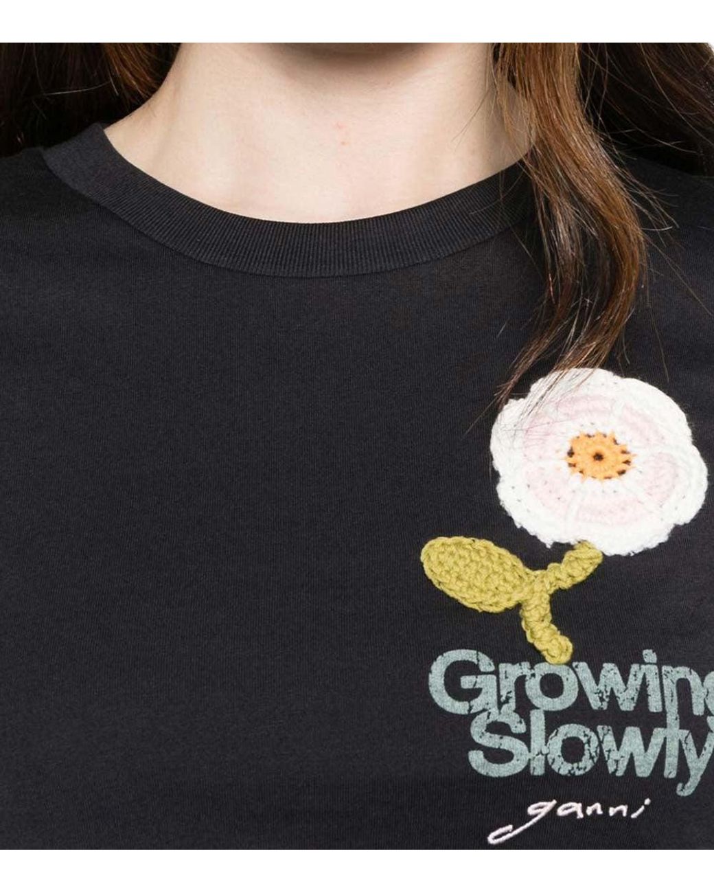 Ganni Black Graphics Crew Neck T-Shirt