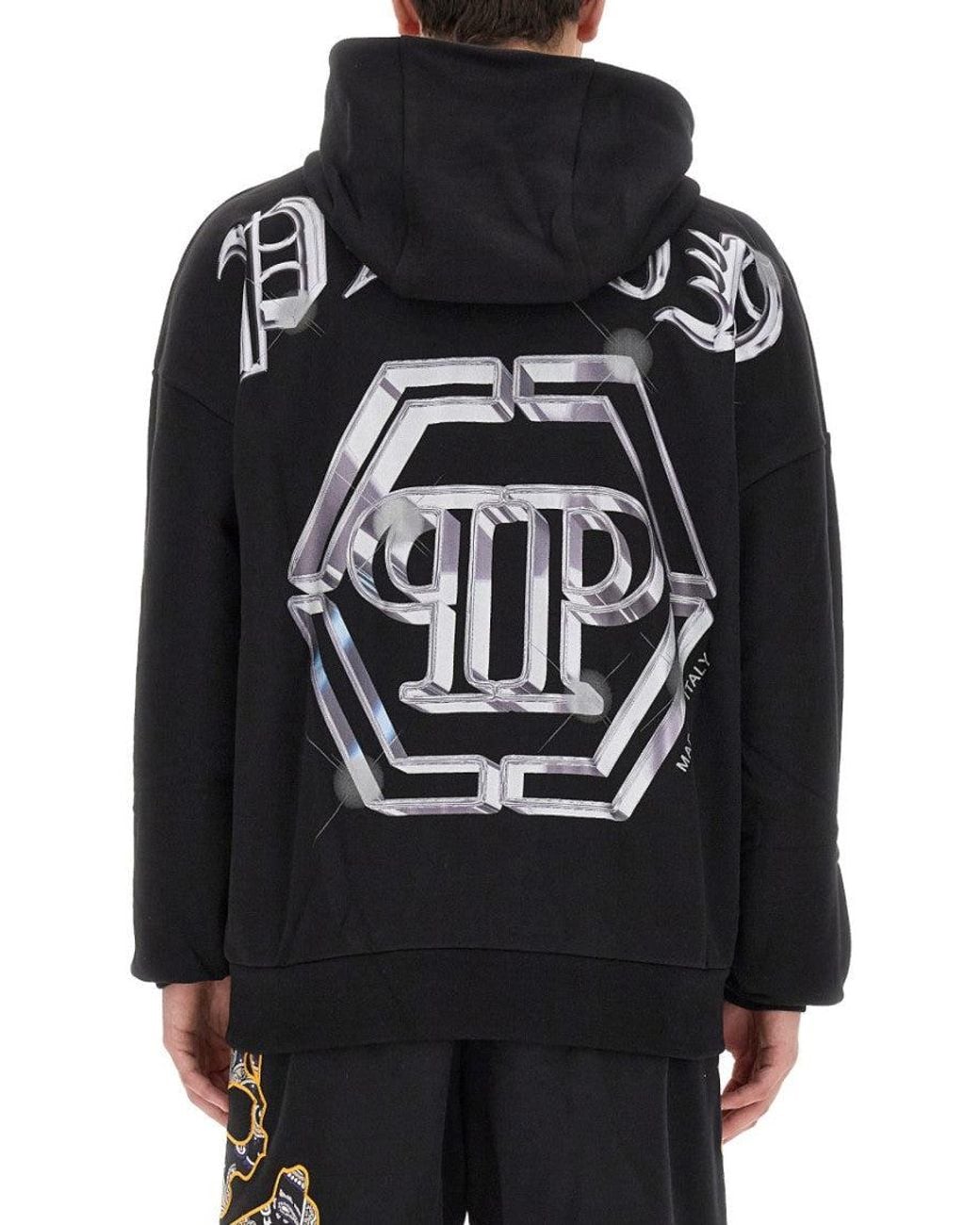 Philipp Plein Black Logo Hood Sweatshirt for men