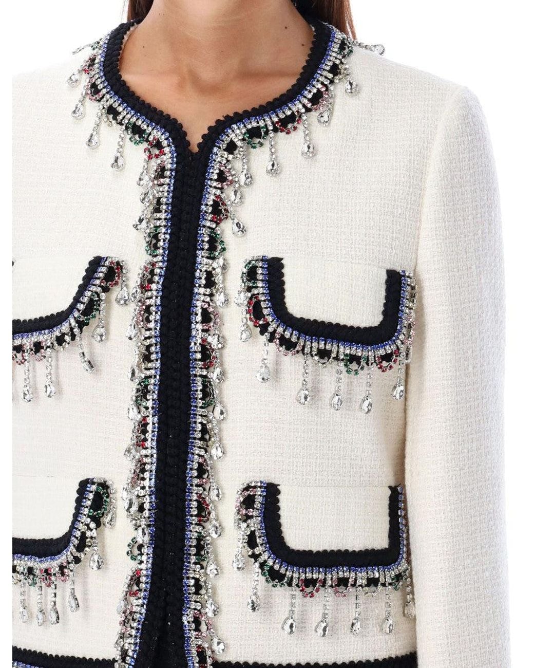 DSquared² Blue Embellished Round Neck Jacket
