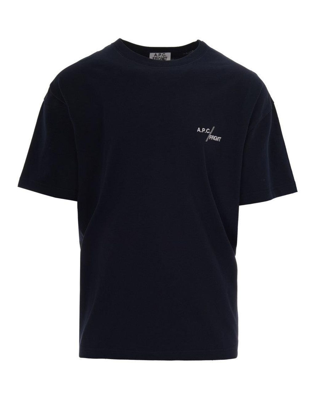A.P.C. Blue Straight-Cut Dark T-Shirt With Logo Detail for men