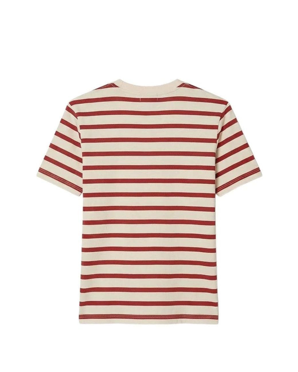 Tory Burch Pink Logo Chest Striped Cotton T-Shirt
