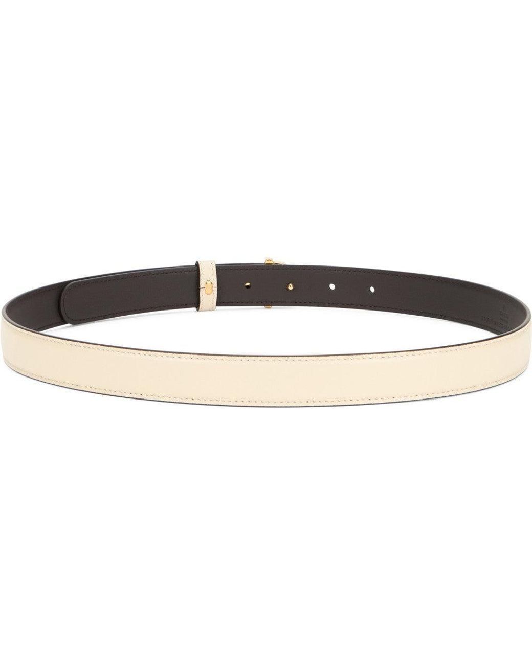 Gucci White Off Half Buckle Morsetto Textured Belt