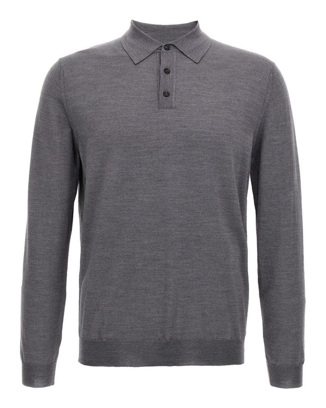 Zanone Gray Wool Polo Shirt for men