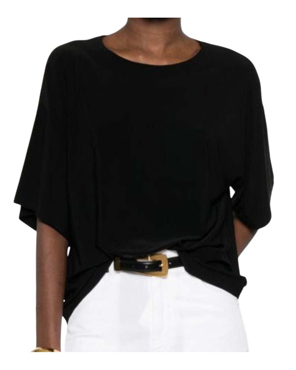 Norma Kamali Black Crew Neck T-Shirt