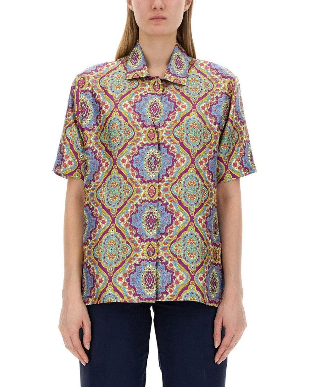 Etro Red Regular Printed Shirt