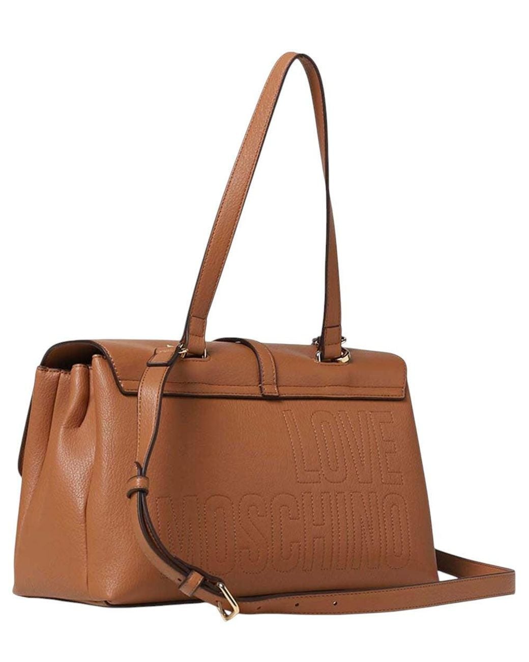 Love Moschino Brown Logo Large Shoulder Bag