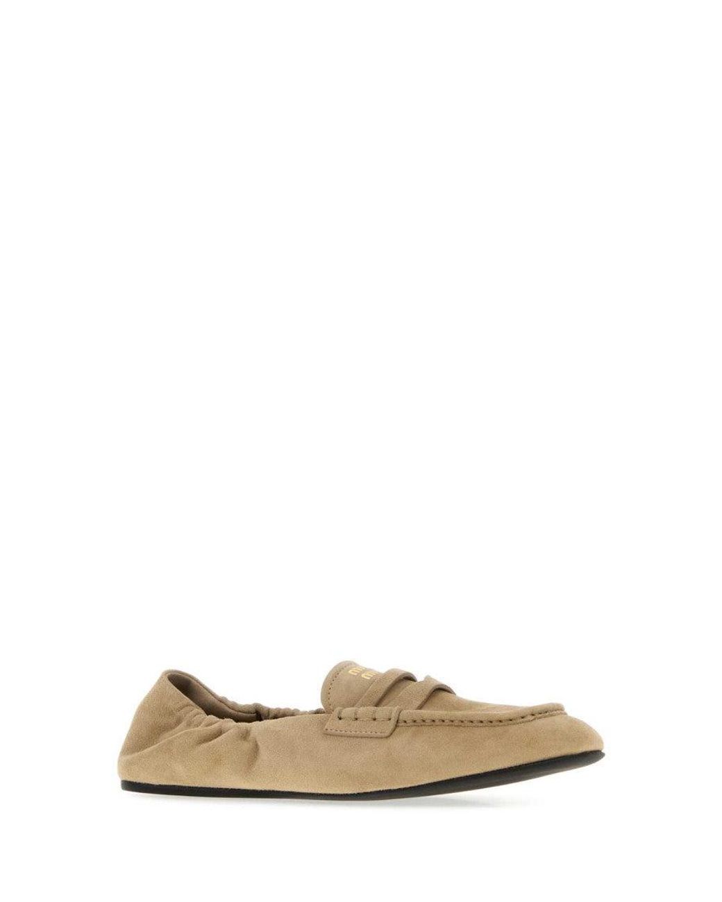 Miu Miu White Slip-On Loafers