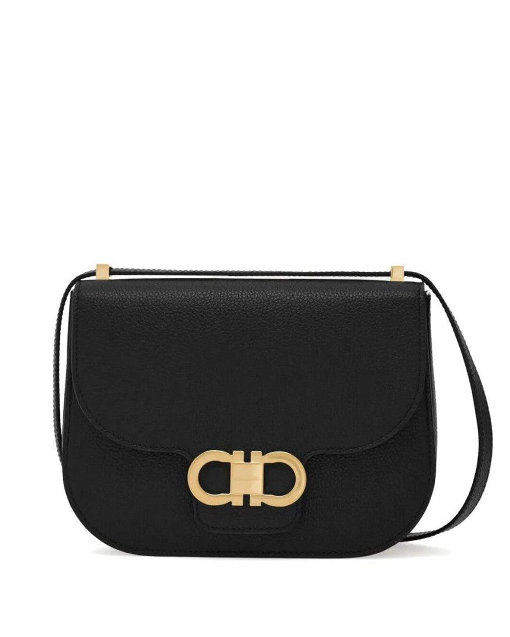 Ferragamo Black Double Gancini Crossbody Bag