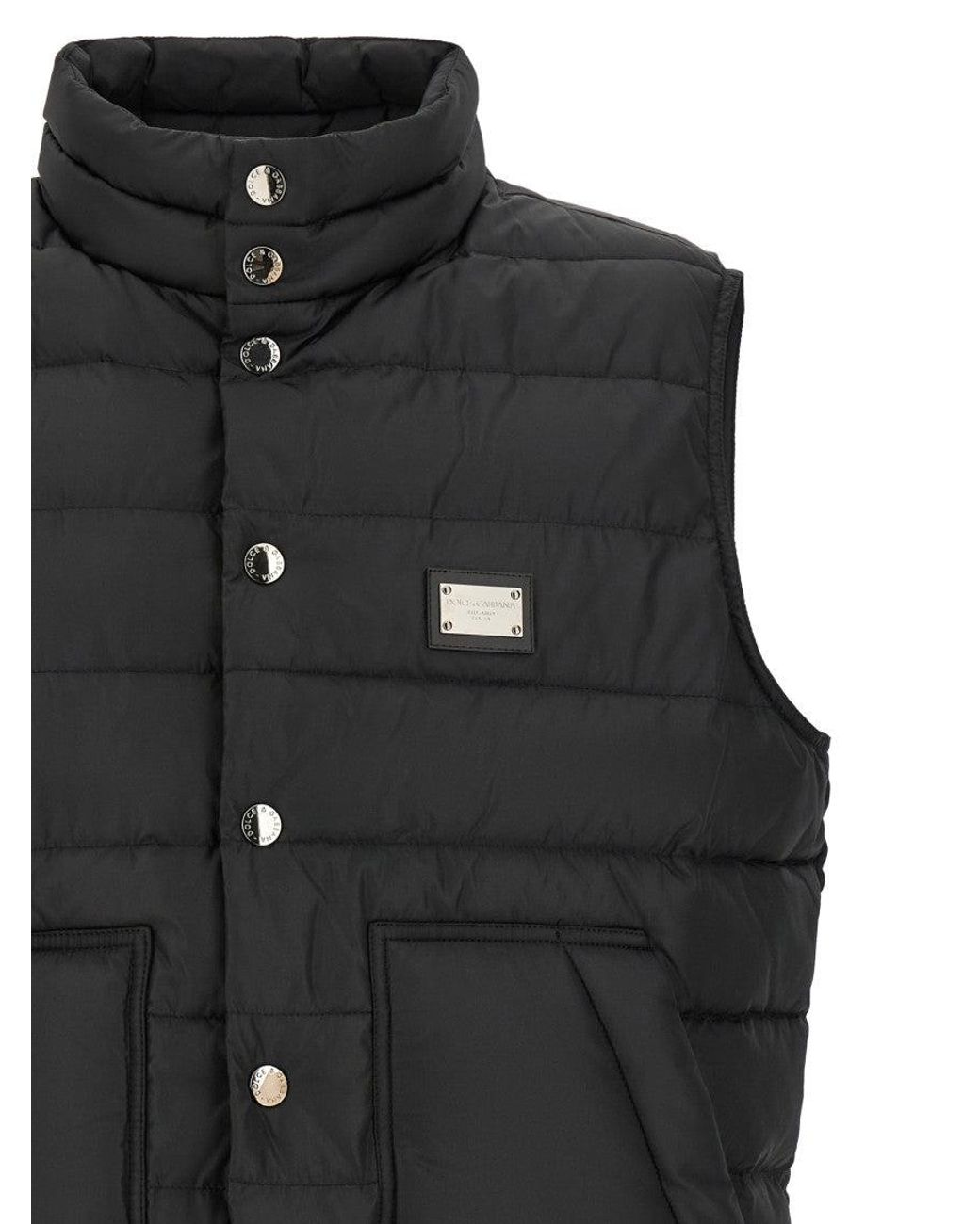 Dolce & Gabbana Black Quilted Logo Jacket for men