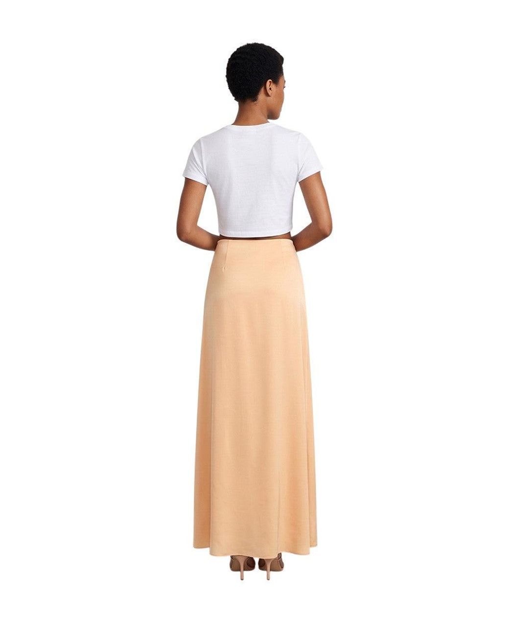 Kristina Ti White Solid Maxi Skirt