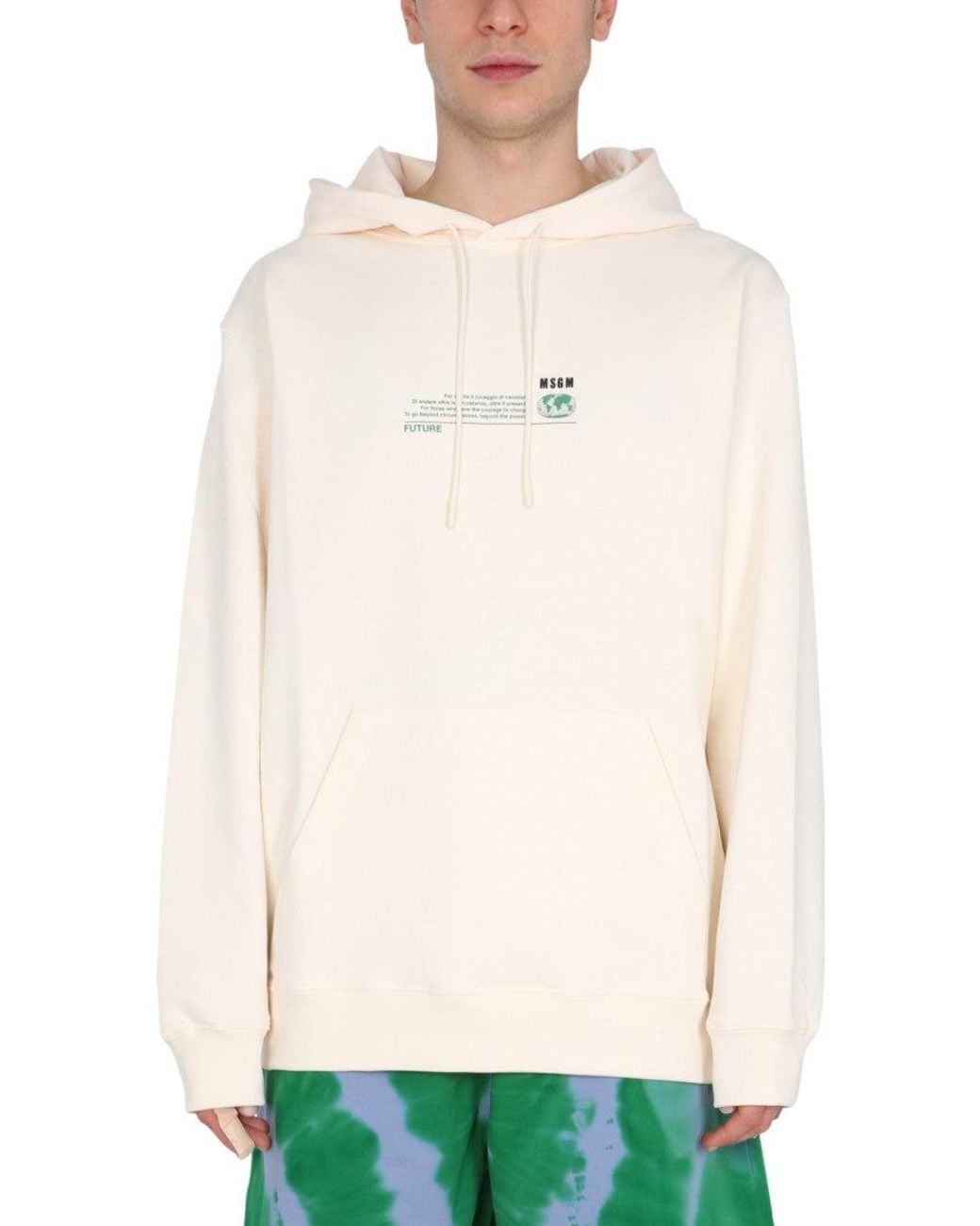 MSGM White Off Hood Sweatshirts for men