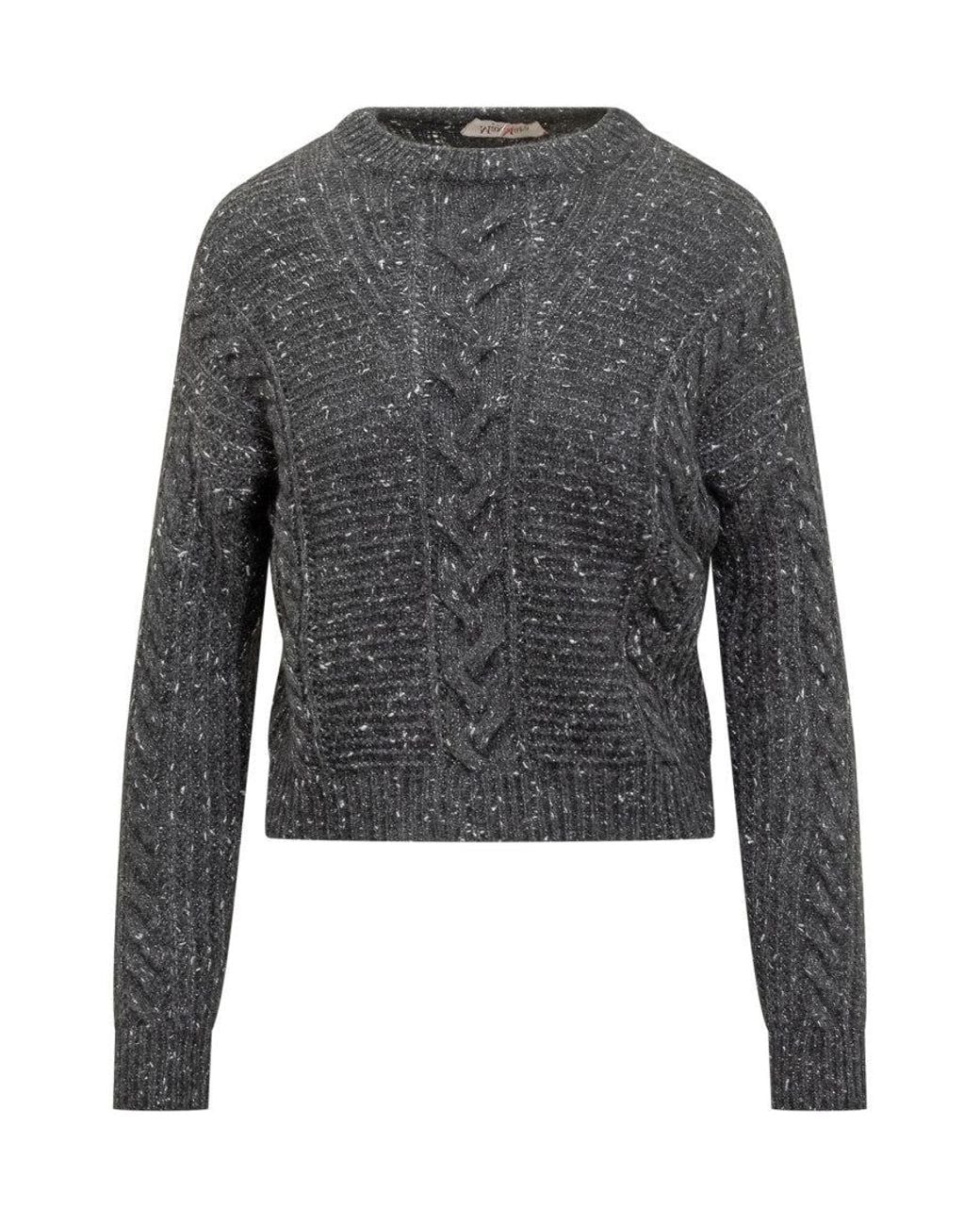 Max Mara Gray Knitted Crew Neck Sweater