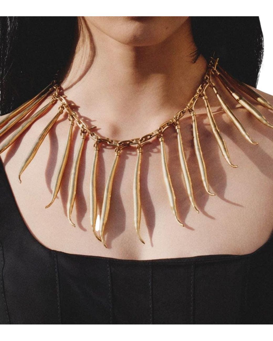 Jacquemus Metallic Golden Bean Charms Necklace
