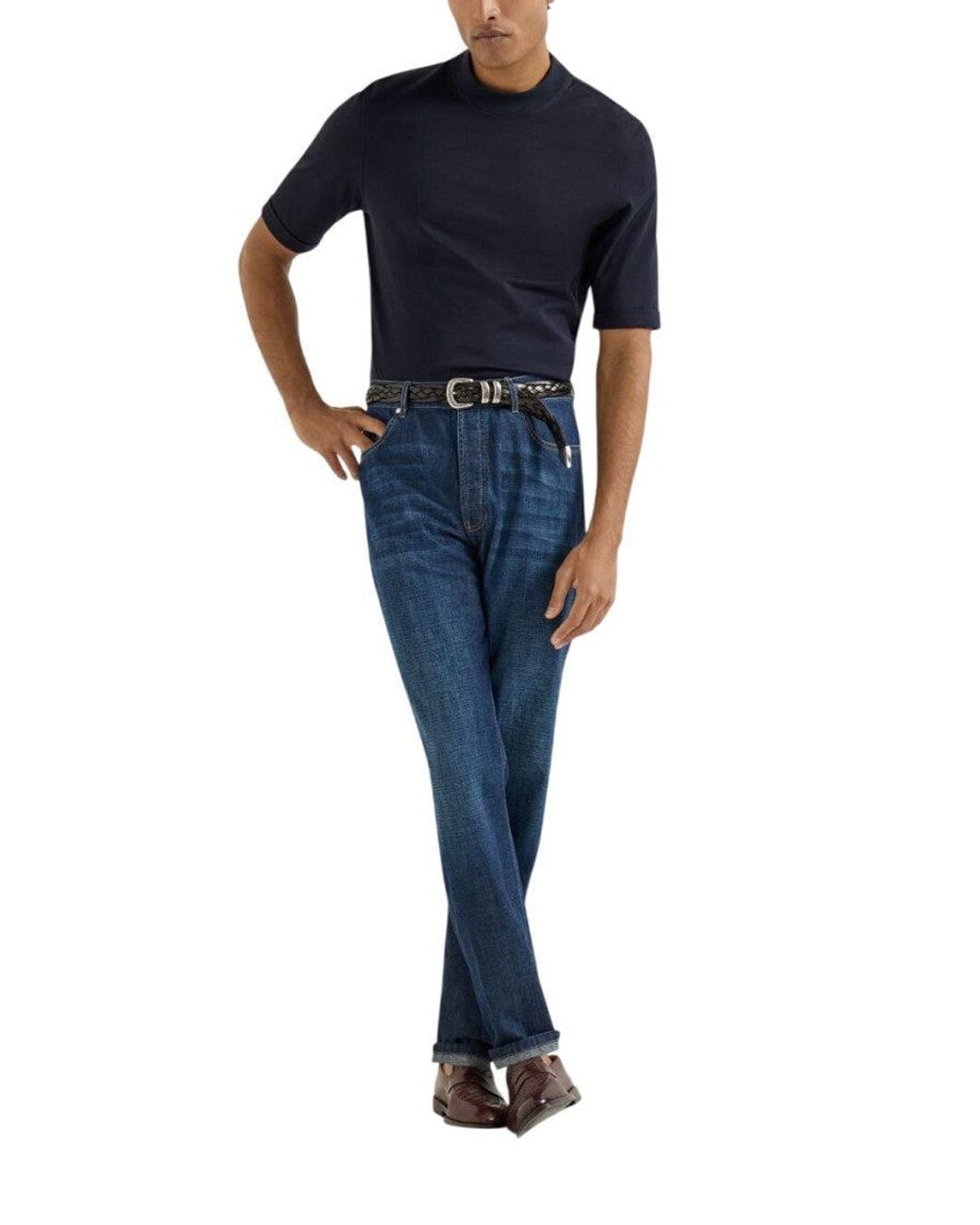 Brunello Cucinelli Blue Mid Rise Jeans for men