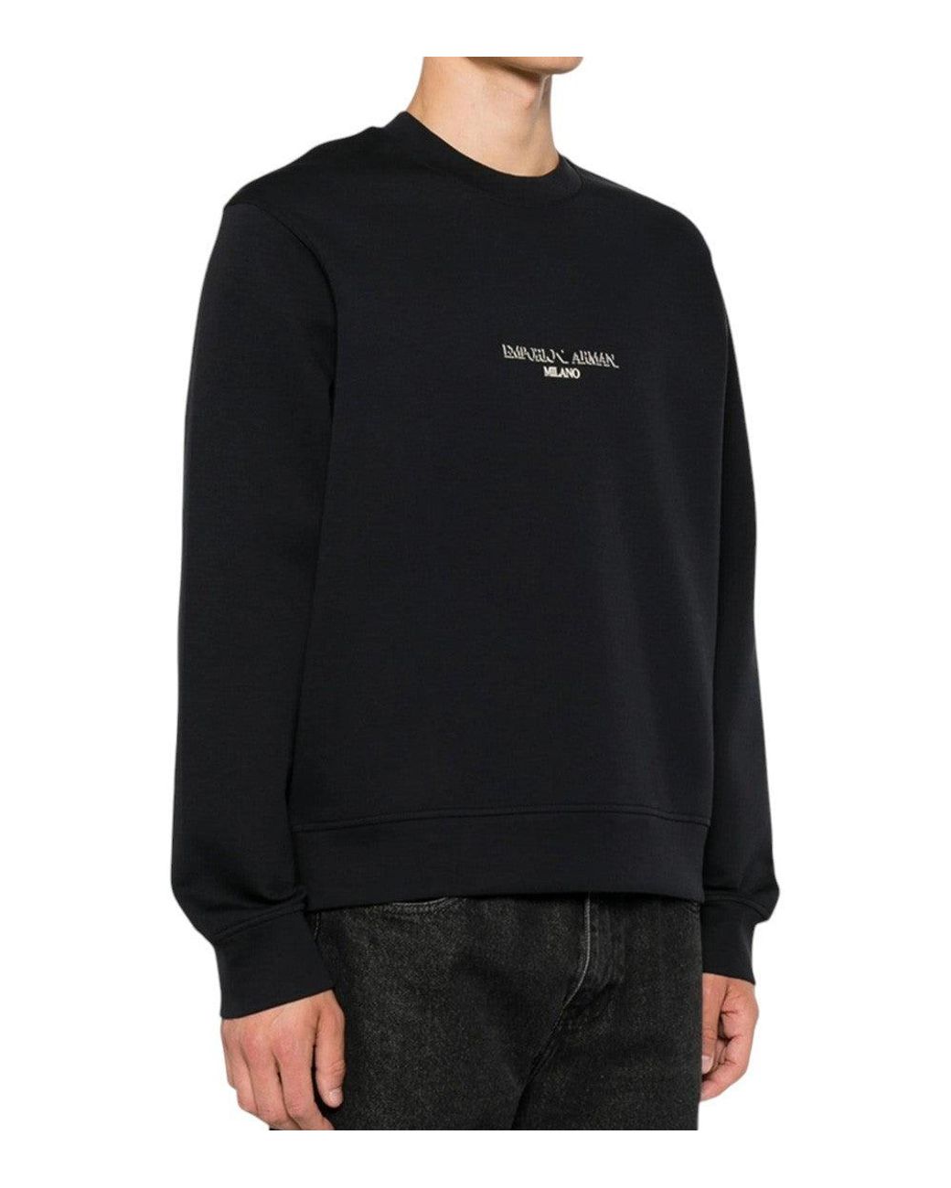 Emporio Armani Black Logo Crew Neck Sweatshirt for men