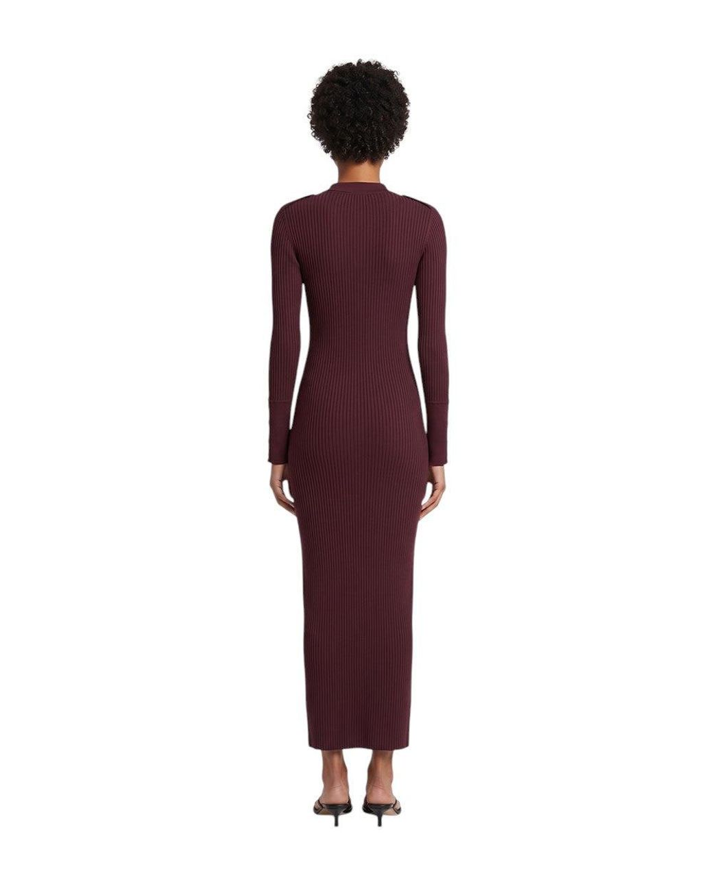 Courreges Purple Shirt Collar Maxi Dress