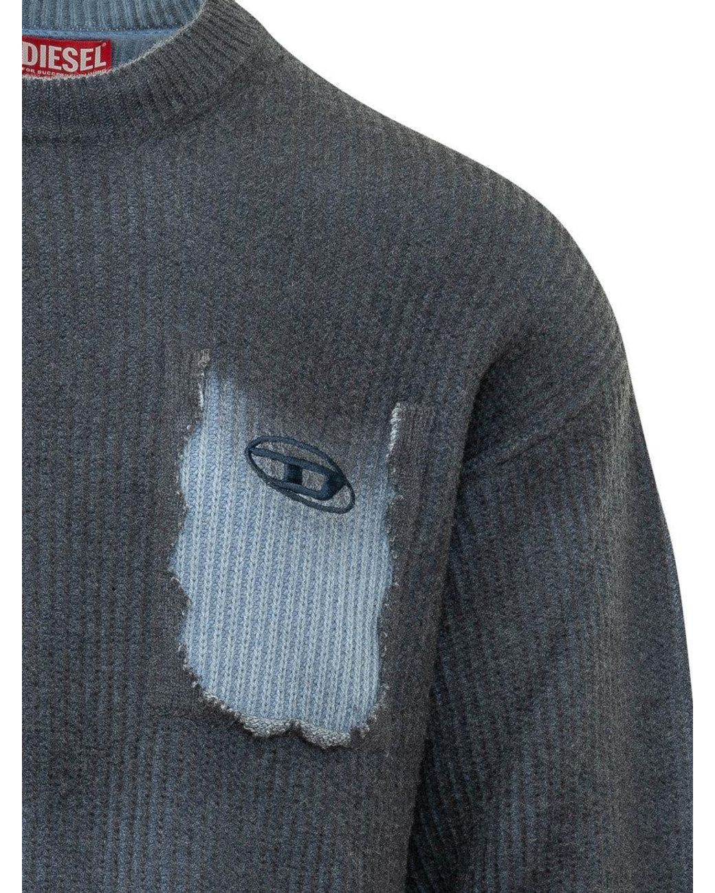 DIESEL Gray Knitted Sweater for men