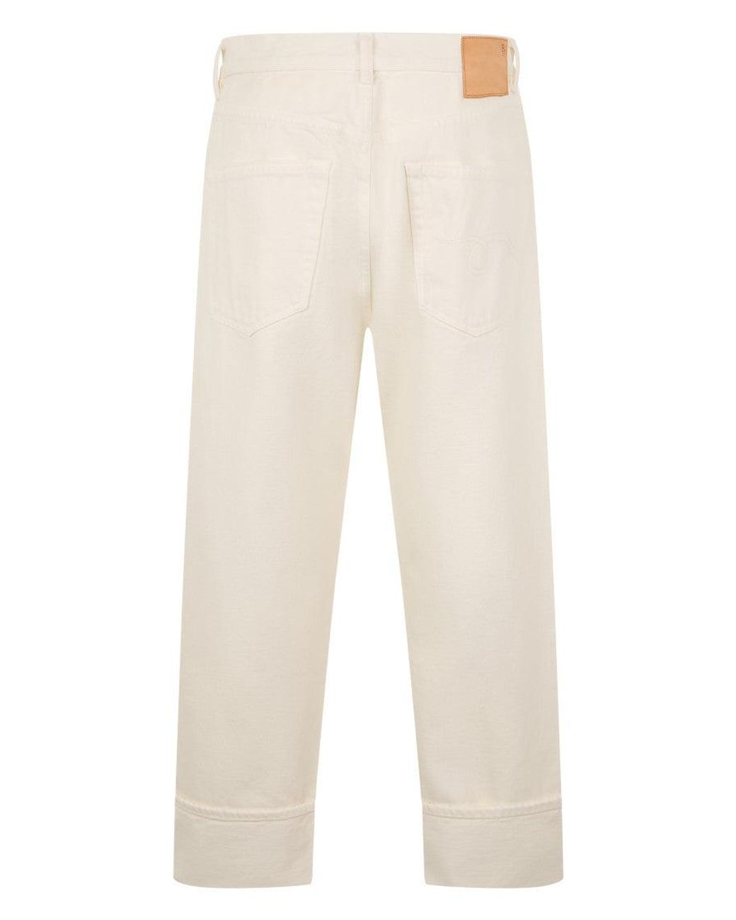 R13 White Cropped Cotton Jeans