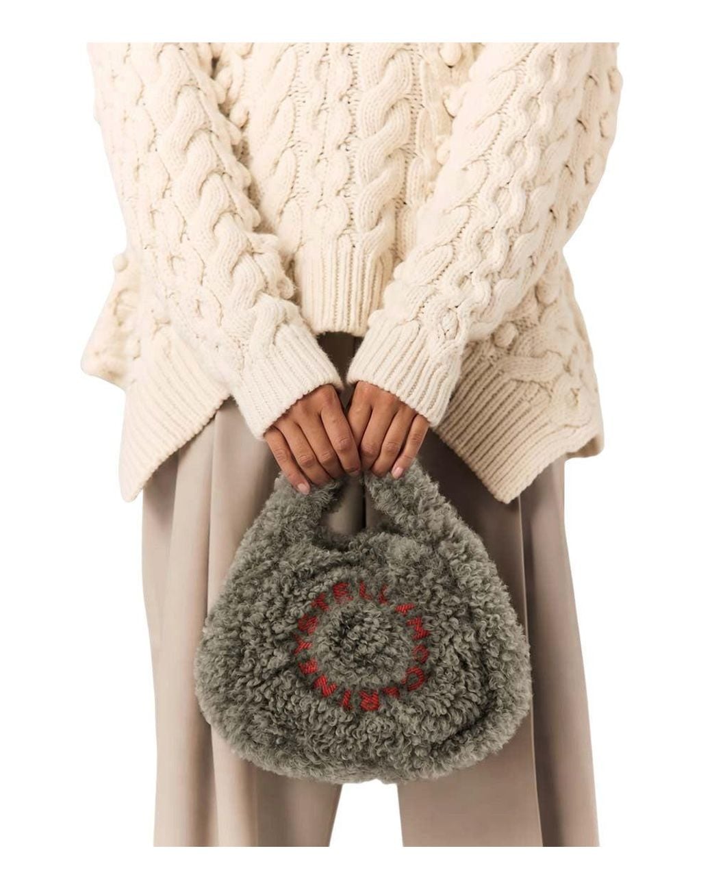 Stella McCartney Gray Logo Double Small Shoulder Bag