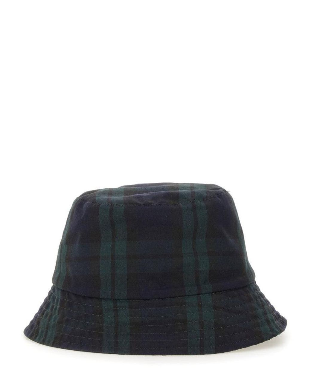Moncler Blue Reversible Plaid Bucket Hat for men