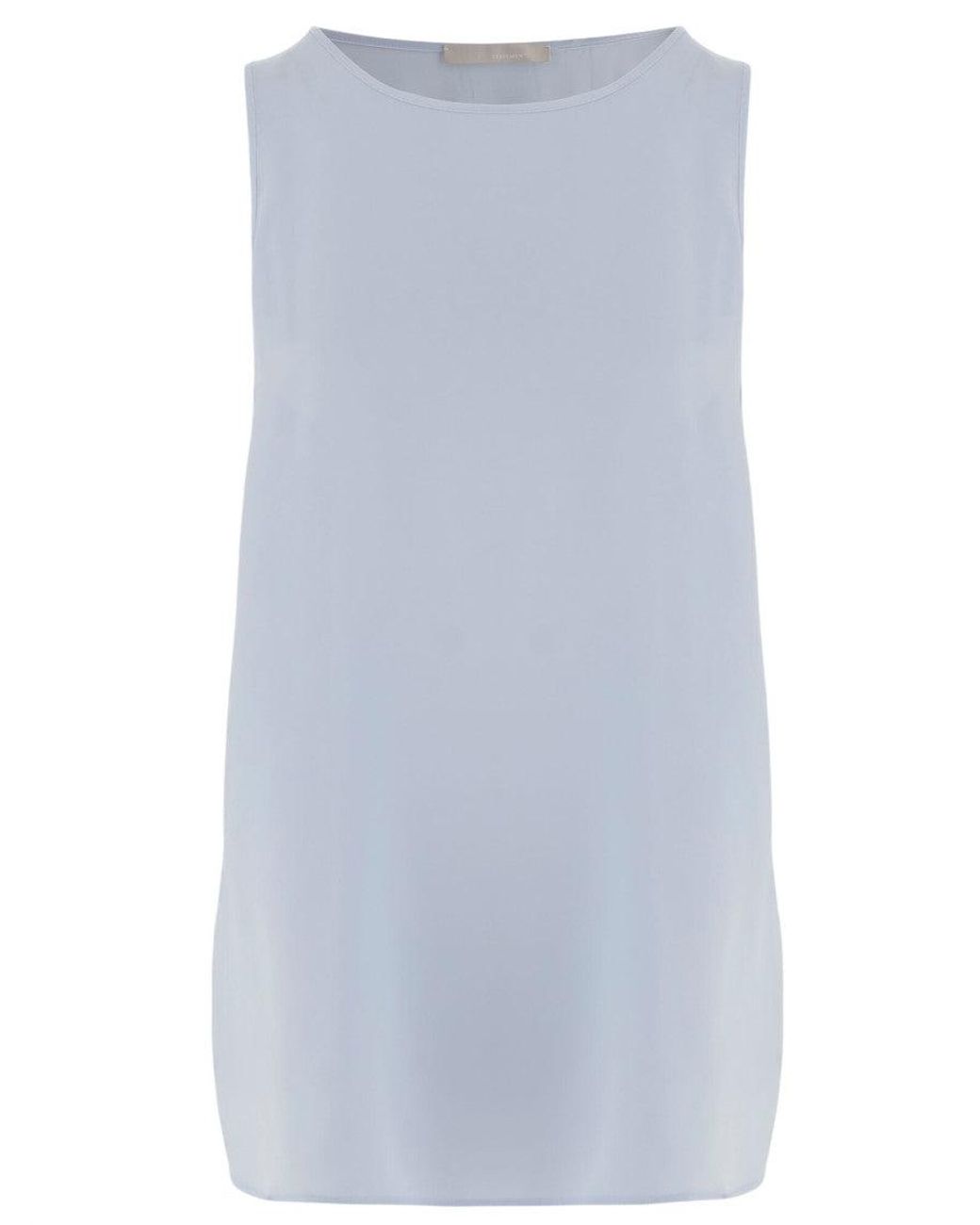 Allude Blue Light Solid Round Neck Top