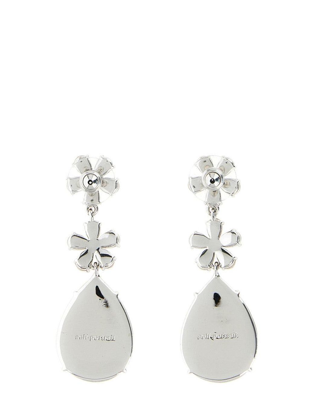 Self-Portrait White Crystal Flower Drop Earrings