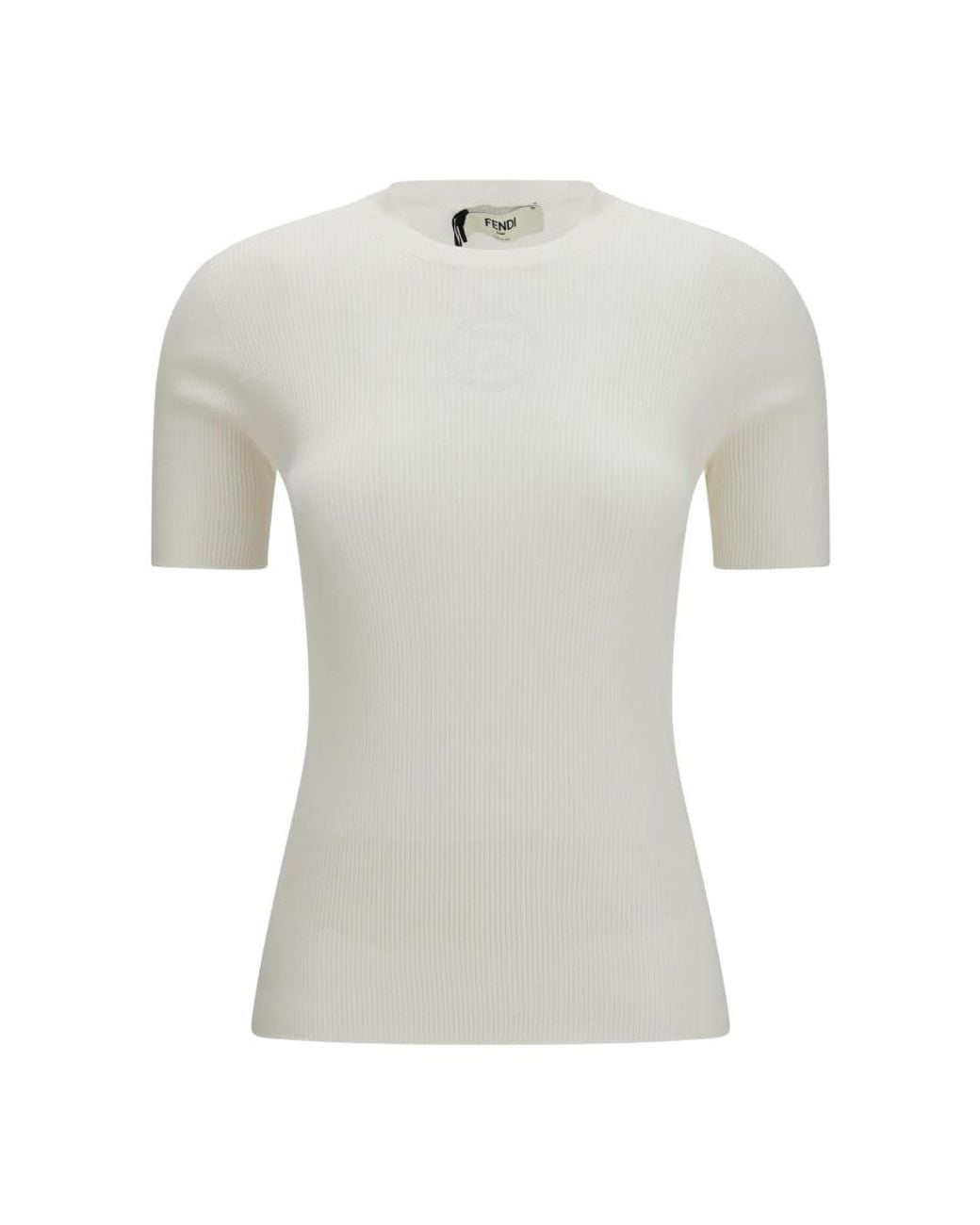 Fendi White Round Neck Sweater