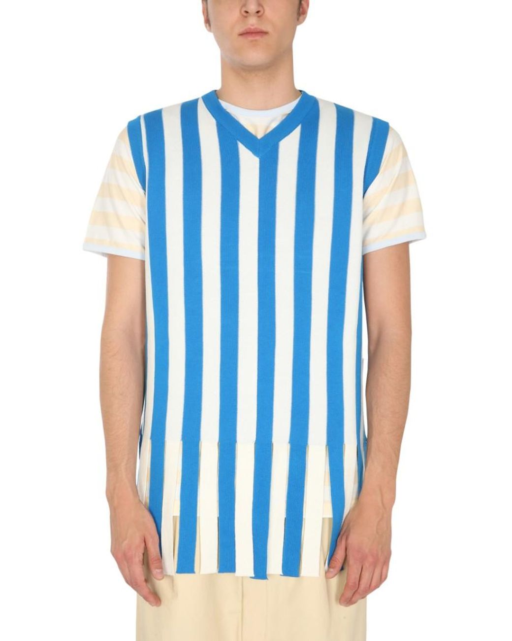 Sunnei Blue V Neck Sweaters for men