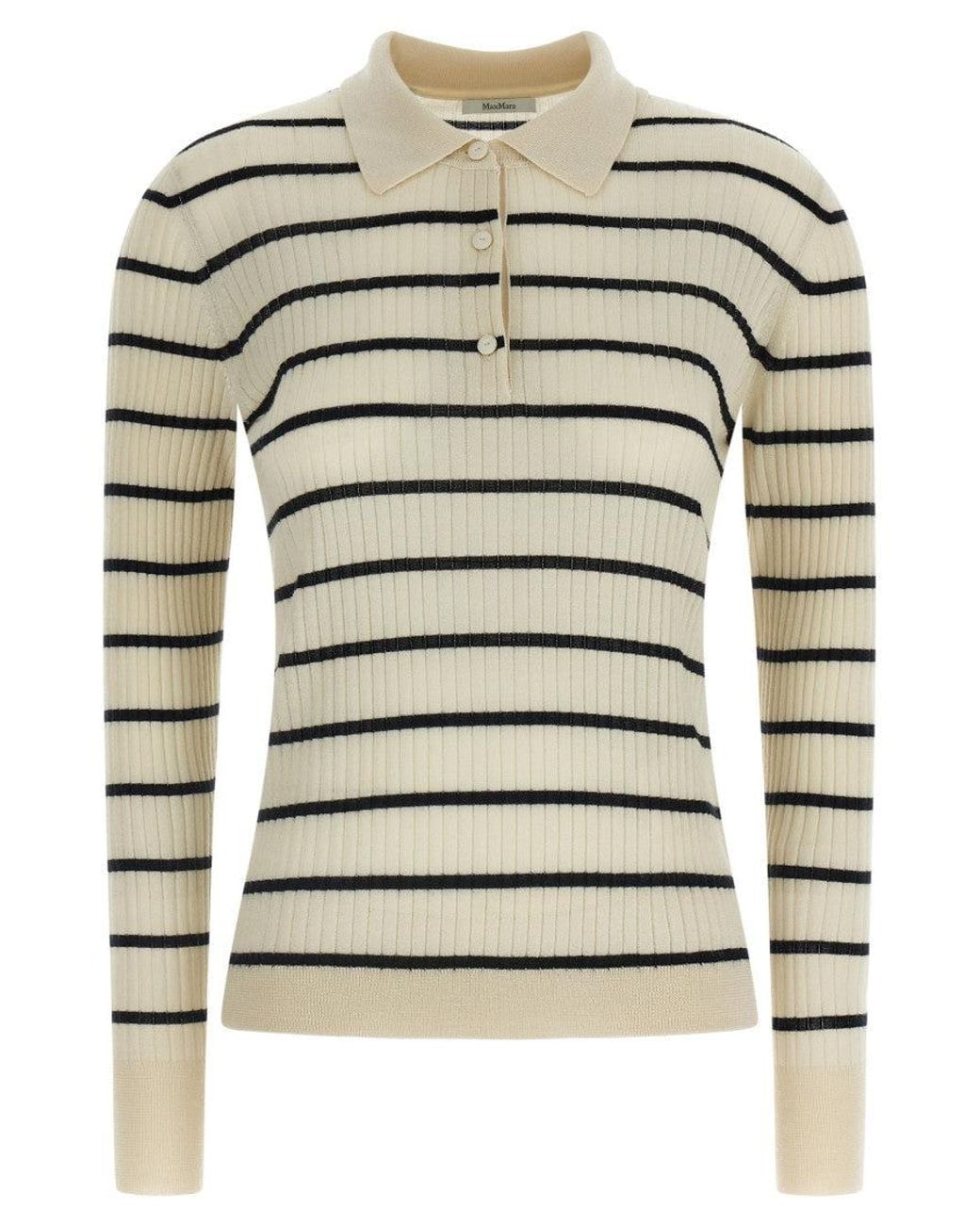 Max Mara Gray Shirt Collar Ribbed Polo