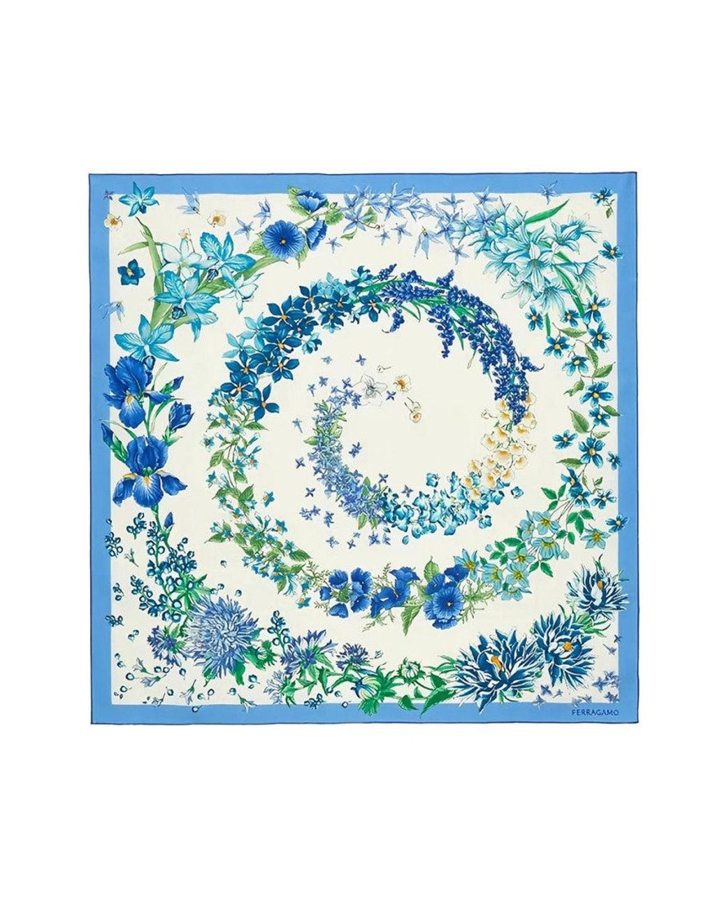 Ferragamo Blue Spring Print Scarves