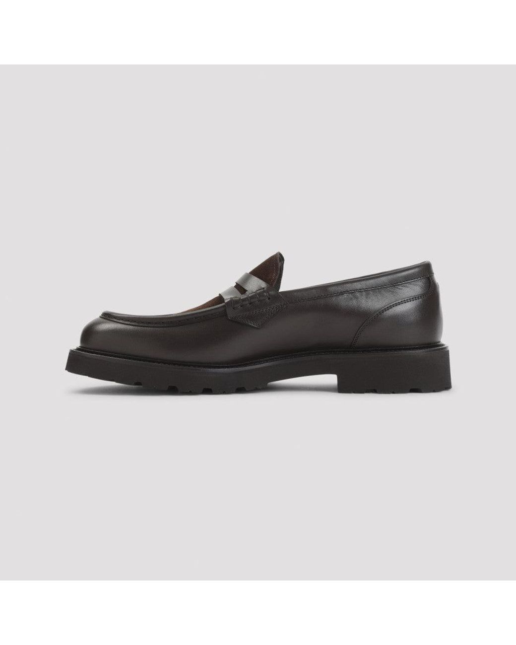 Canali Black Leather Loafers for men