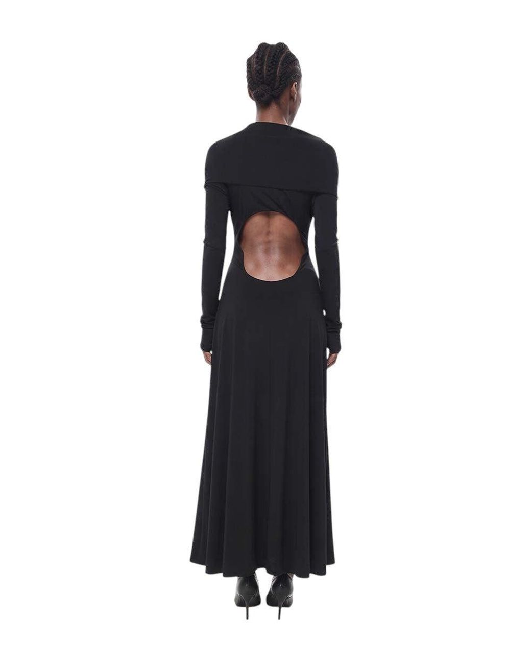 Khaite Black Solid V Neck Maxi Dress