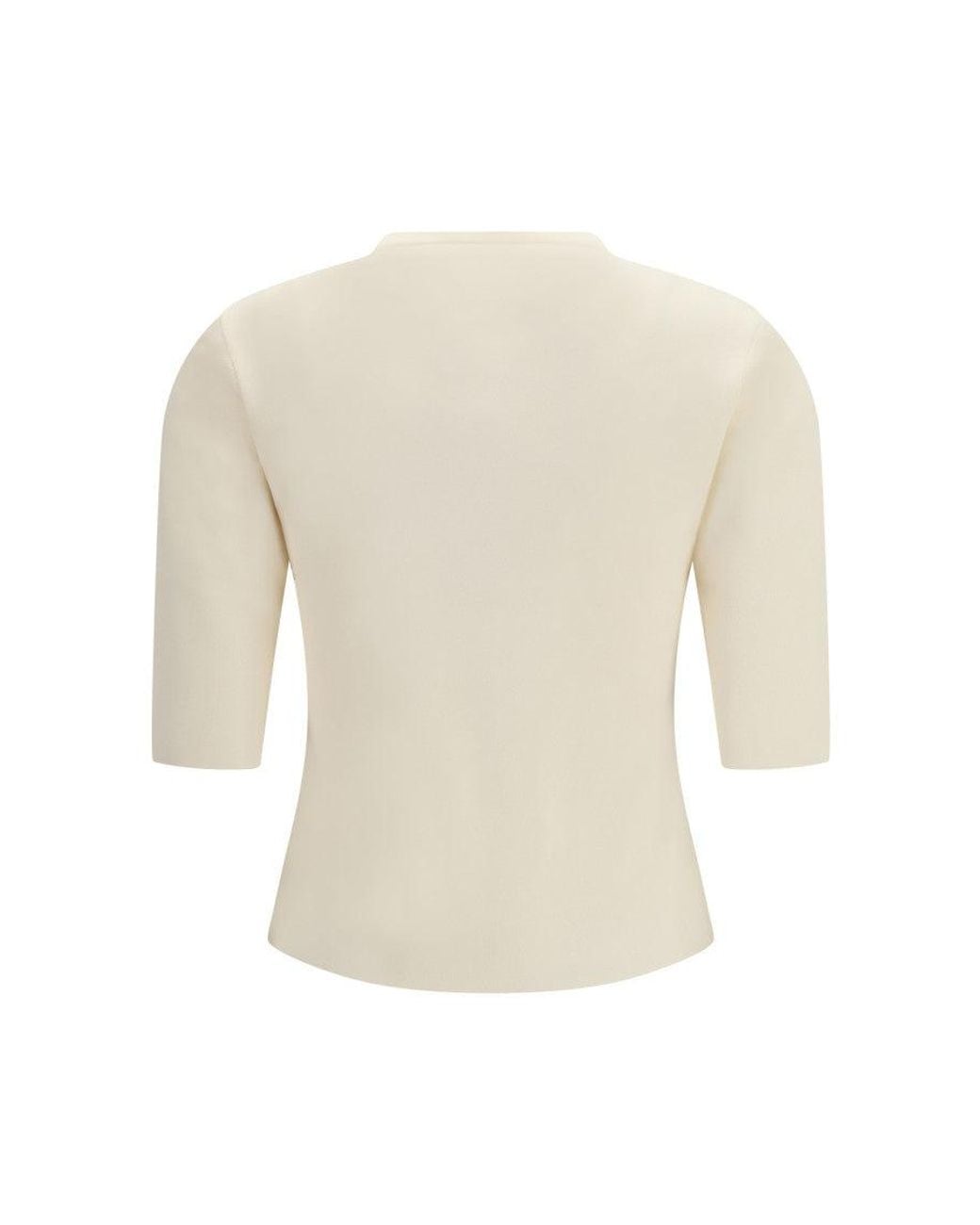 Max Mara White Off Logo Crew Neck T-Shirt