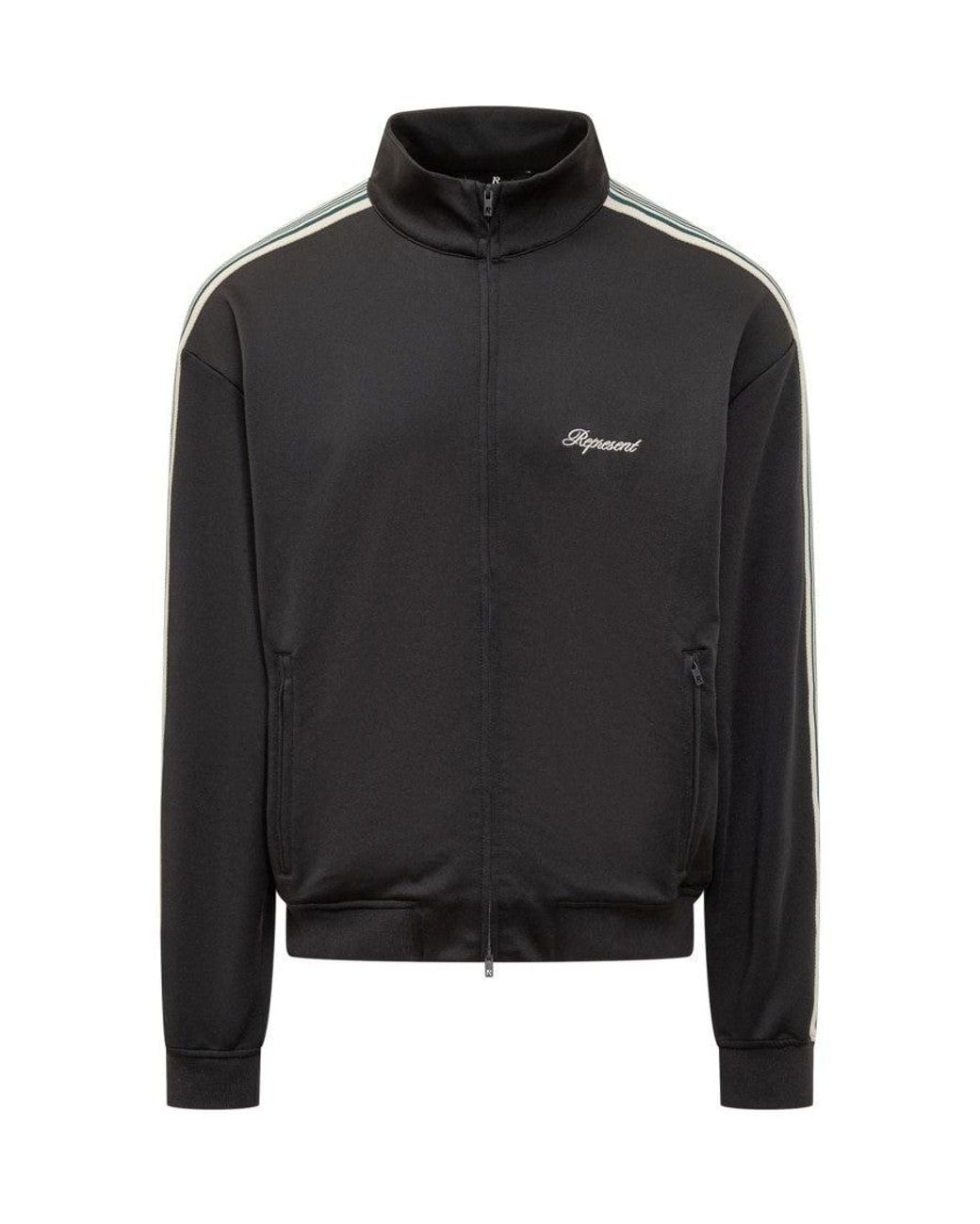 Represent Black Stripes Mock Collar Jacket for men