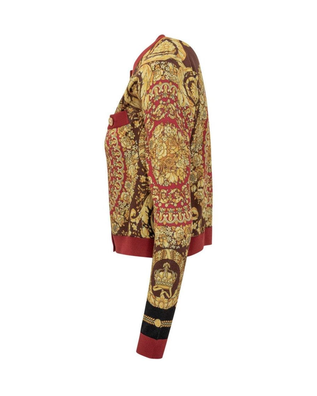 Versace Multicolor Printed Round Neck Cardigan