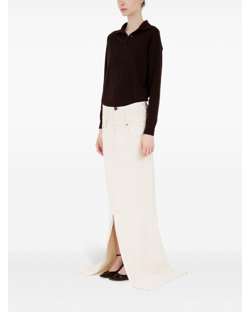 Maison Margiela White Long Denim Skirt