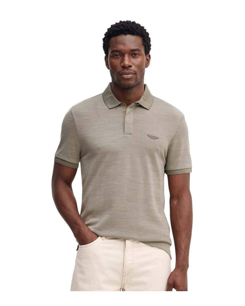 Boss Gray Solid Shirt Collar Polo for men