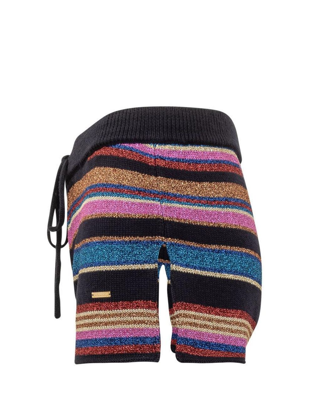 DSquared² Red Striped Mini Shorts With Drawstring