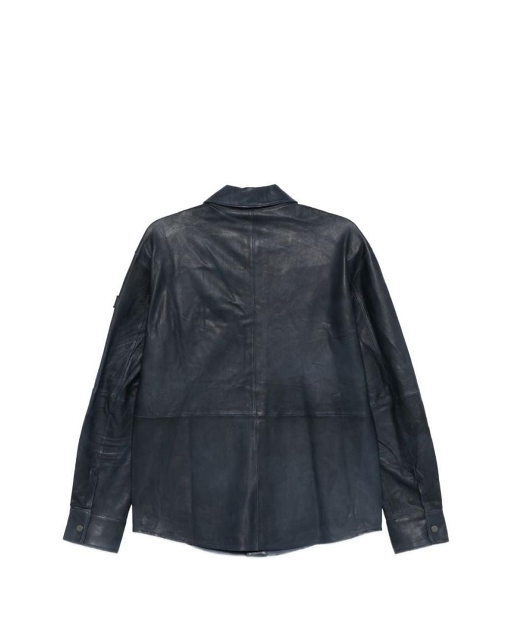 Peuterey Blue Solid Shirt Collar Jacket for men
