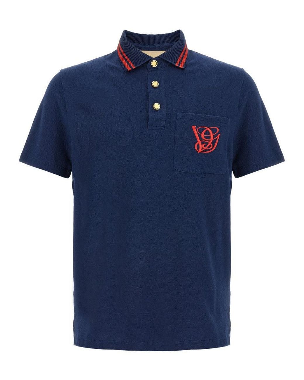 Valentino Blue Embroidery 'Vg' Polo for men